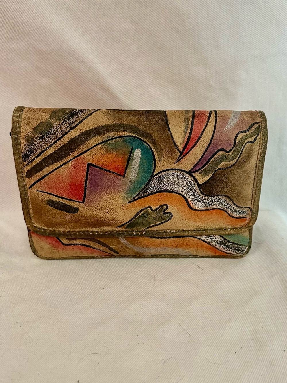 Vintage Sam Sam Hand Painted Leather Crossbody Bag